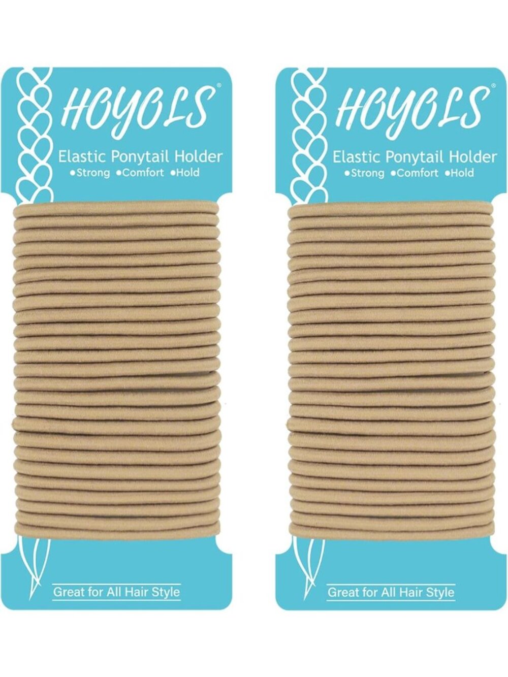 Light Blonde Ponytail Holders - 50 pcs Elastic Hair Ties, 4mm Thick, Durable